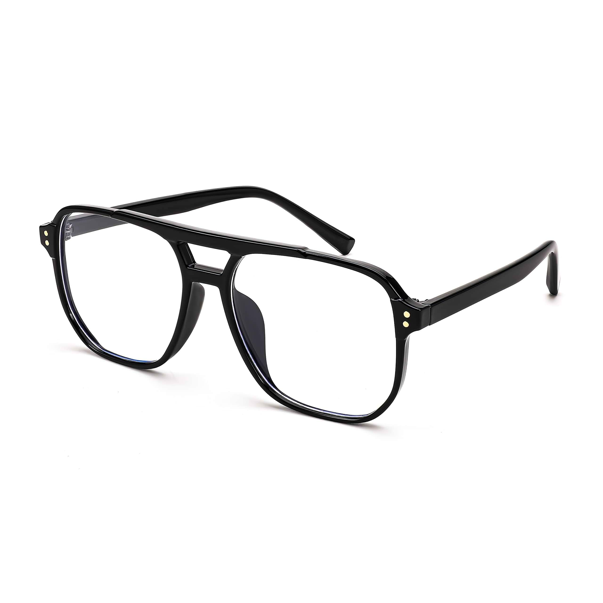 FEISEDY Blue Light Glasses for Women Men Oversized Pilot Lightweight B2866 Blue Light Blocking Glasses, Square Fake Nerd Frame, Work Daily Screen Office Computer Use