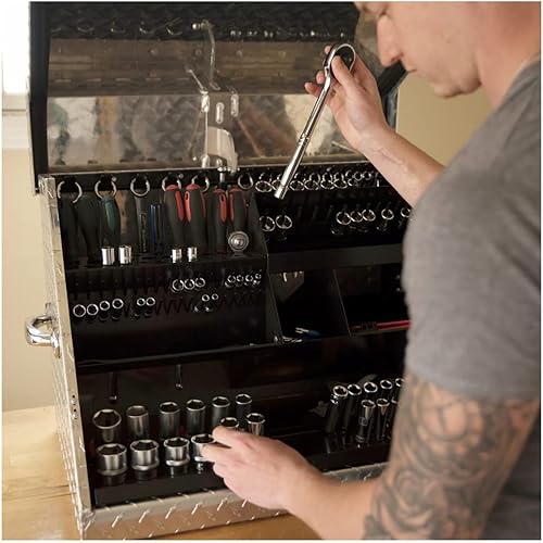 Miniatura 5 de Montezuma Caja de herramientas triangular de acero resistente de 26" x 18" (aluminio, brite)