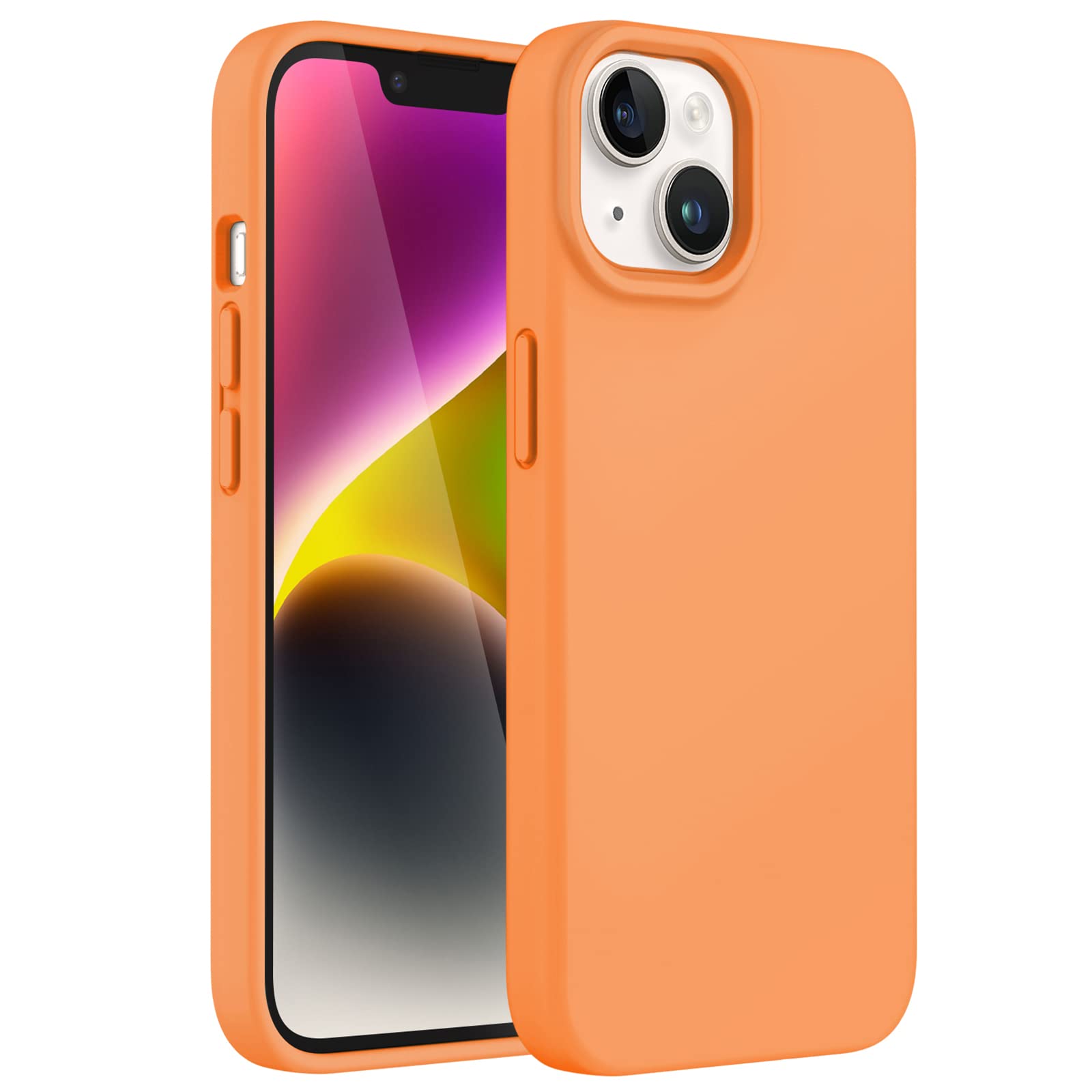 JETech Silicone Case for iPhone 14 Plus 6.7-Inch, Silky-Soft Touch Full-Body Protective Phone Case, Shockproof Cover with Microfiber Lining (Marigold)