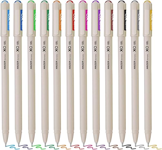Flair Hauser XO Multicolor Gel Pen with Hard Box Case | Sleek Body & Minimalistic Design | Matt Finish | Ultra Durable Tip | Set Of 12 Bright Ink…