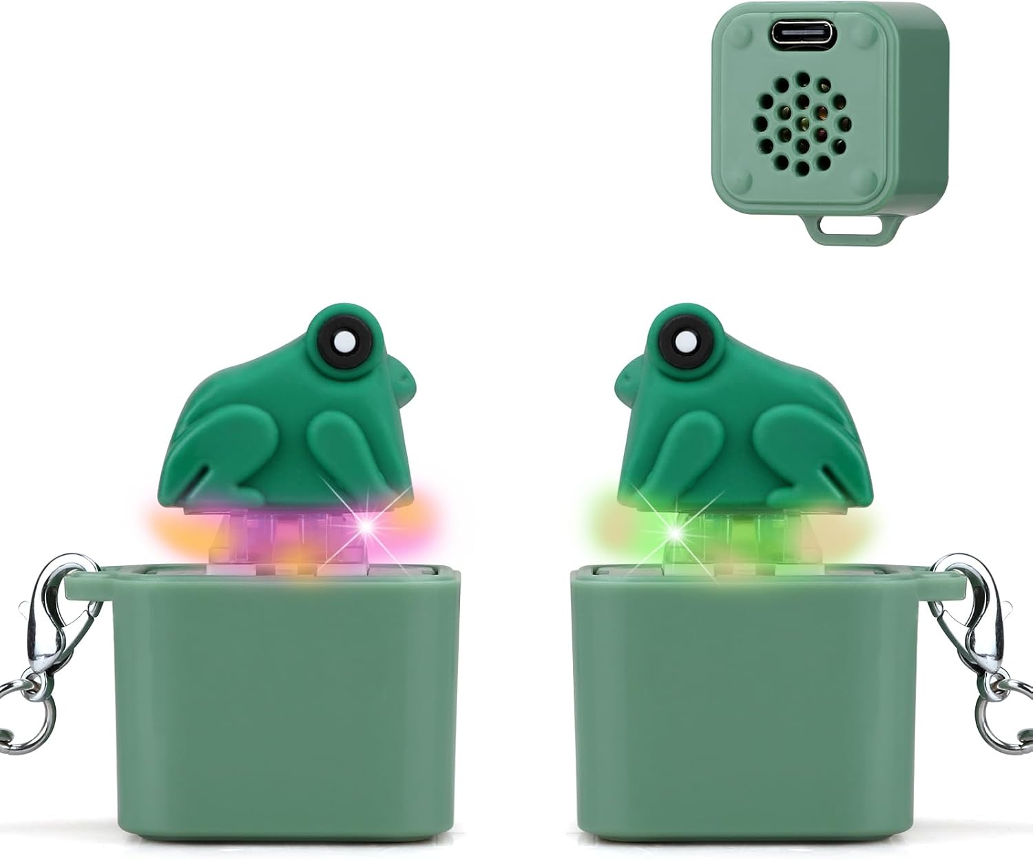 ATESSON Duck Keychain Keyboard Button Sound Fidget Toys 2Pack Rechargeable with Sound and Colorful Lights Stress Anxiety Relief Adults Keyboard Clicker Fidget Keychain Toy 2PCS