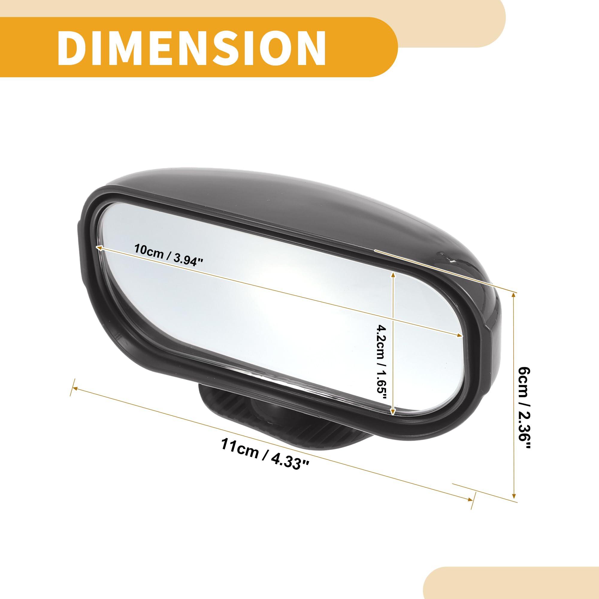 1 Paire Miroir d'angle Mort pour Rétroviseur de Voiture Universels Réglables Abs Noir