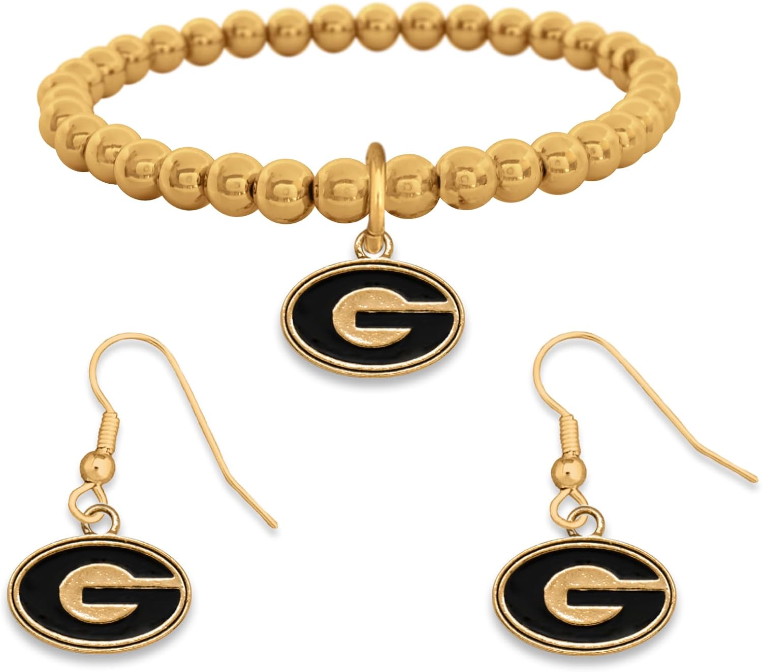 Jewelry Set – Gold Tone Bracelet & Earrings – Lightweight Team Logo Jewelry – Official NCAA Licensed South Gift Set for Women & Fans