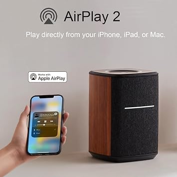 Edifier WiFi Smart Speaker Without Microphone, Works with Alexa, Supports AirPlay 2, Spotify,Tidal Connect, 40W RMS One-Piece Wi-Fi and Bluetooth Sound System, No Mic, MS50A