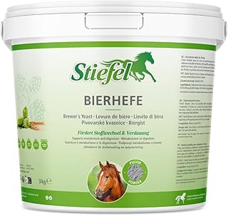 Stiefel Bierhefe für Pferde, 100% naturbelassene & Reine Bierhefe, ideal im Fellwechsel & zur Weidesaison, kann den Stoffwechsel & die Verdauung unterstützen, 3kg