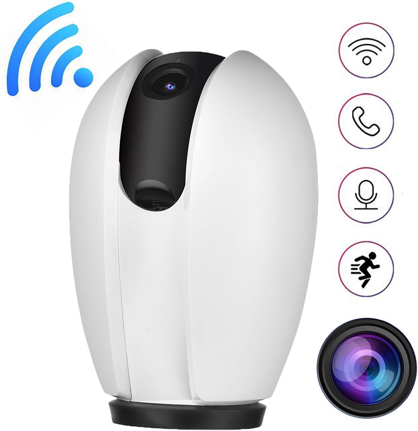 HD 1080P 360 Home Wireless Camera WiFi Surveillance IP ecurity Mini Security Camera Home System Monitor for Baby Elder Pet, Pan/Tilt/Zoom Two-Way Audio, Night Vision Motion Detection-Cloud Service