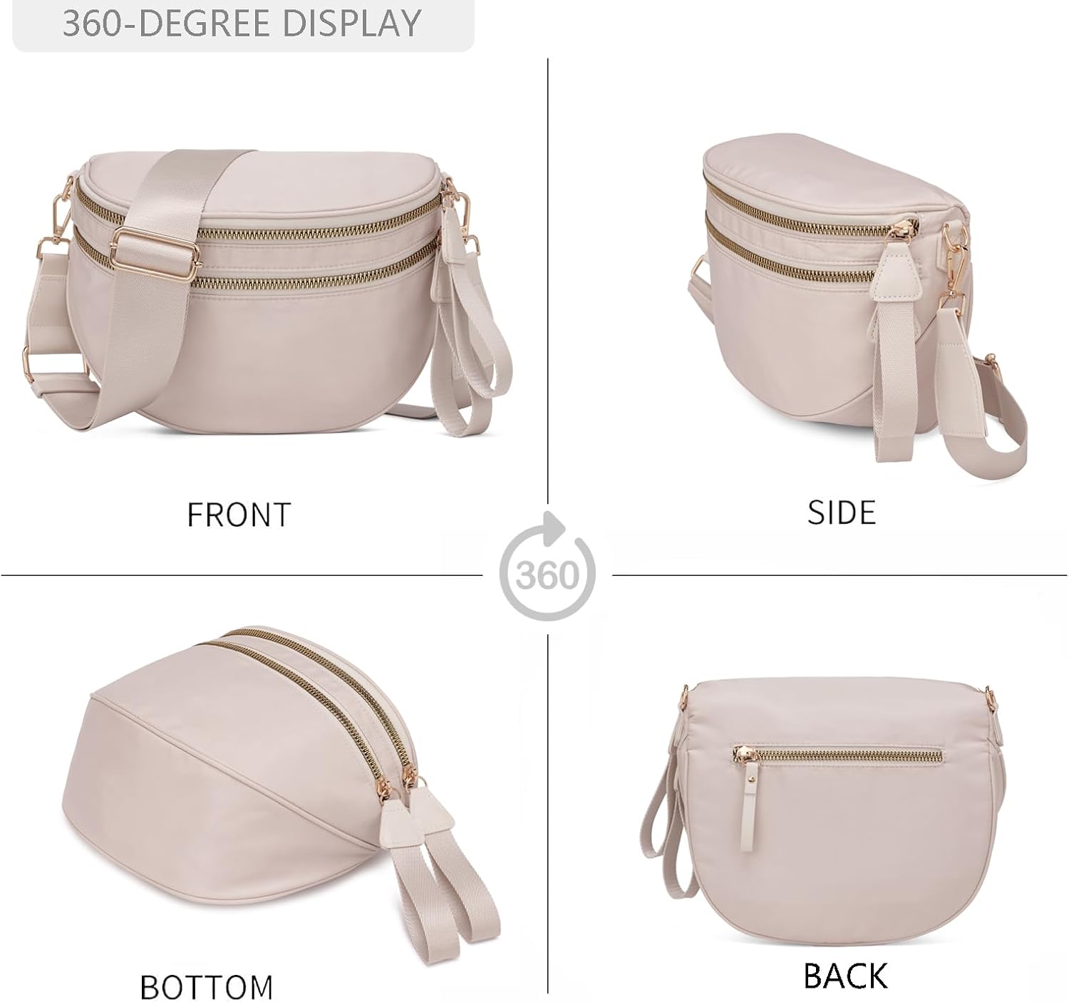 Pure Colour Crossbody Bum Bags for Women Spacious Checkered Cross body Bag Nylon Trendy Fanny Pack for Travel - Image 6