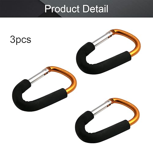 Miniatura 10 de MroMax 3 ganchos para cochecito, clip de mosquetón de 5.5 pulgadas, gancho de viaje plateado más fácil, gancho de correa de cochecito de perro,