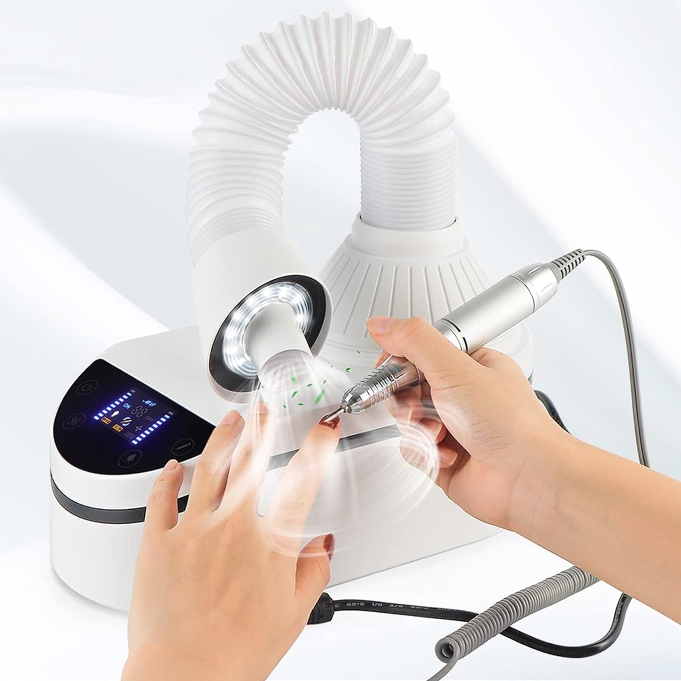 Aspirateur à ongles professionnel 230W collecteur poussière manucure LED
