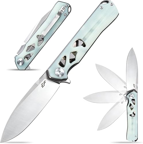 Eafengrow EF959 Cuchillo plegable de bolsillo, hoja de acero D2, mango G10, cuchillo EDC, trazador, rodamiento de bolas, cuchillo táctico de