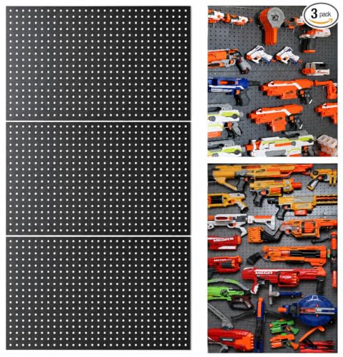 Wallpeg Peg Board for Nerf Gun Storage Organizer Kit 3 ea 24x16 Pegboard Holder for Nerf Blasters Wall Organization