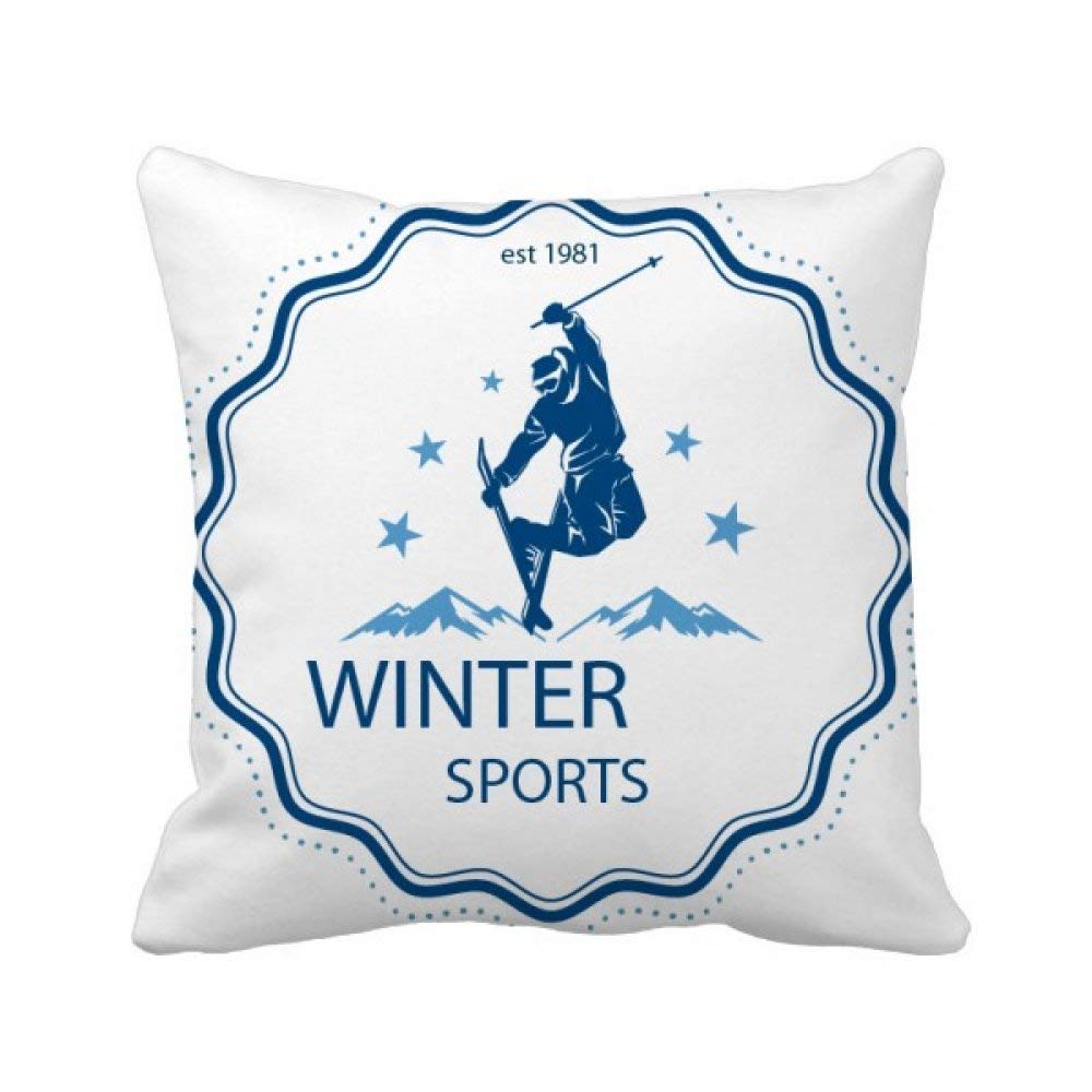 Housse de coussin sports d'hiver motif aquarelle déco montagne taie carrée