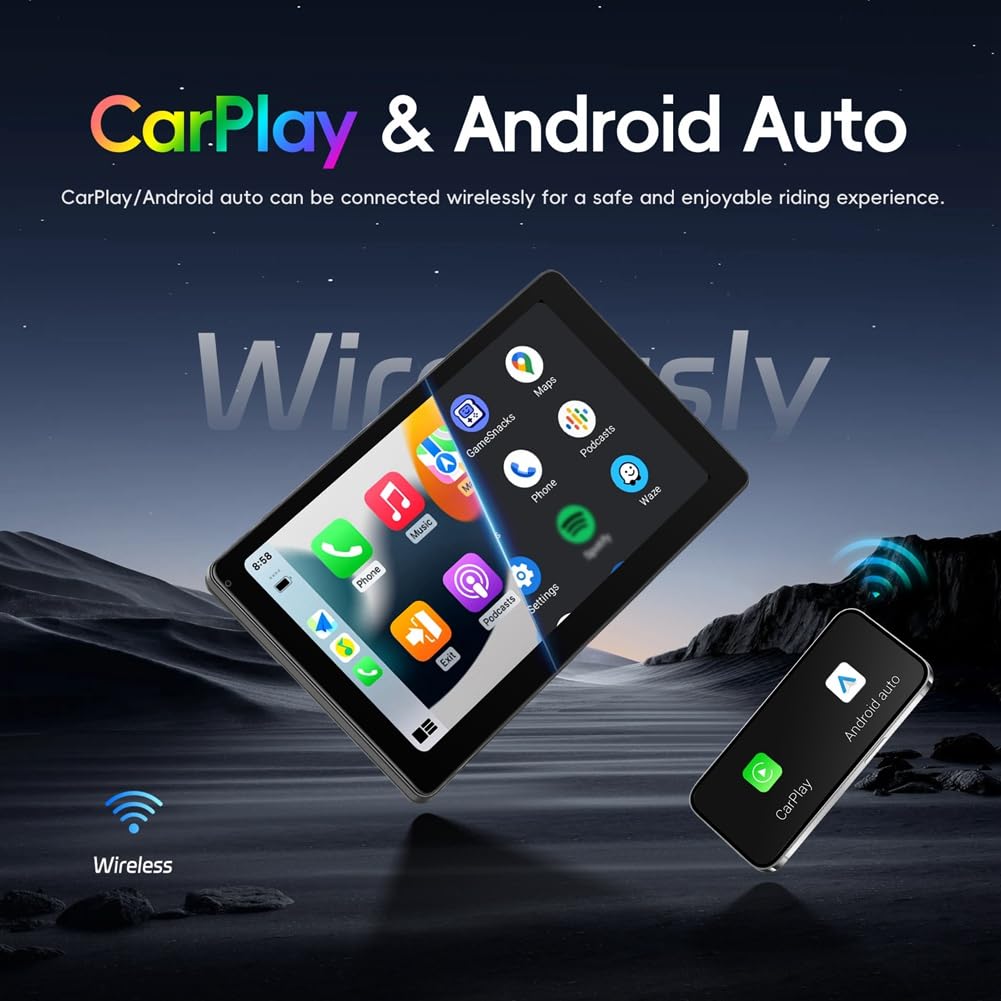 Monitor TV per poggiatesta auto, 9 pollici, multifunzionale, per sedile posteriore, schermo IPS touch screen, lettore video con Carplay e Android Auto