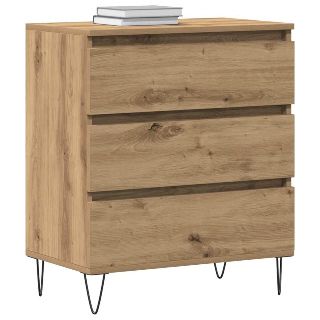 Buffet à 3 tiroirs en chêne Artisan 60 x 35 x 70 cm