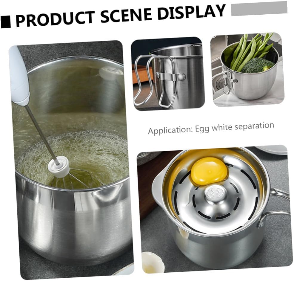 PRETYZOOM Stainless Steel Egg Dividing Bucket with Lid Safe Egg Yolk Separator for Home Use Easy Operation Protein Separation Equipment