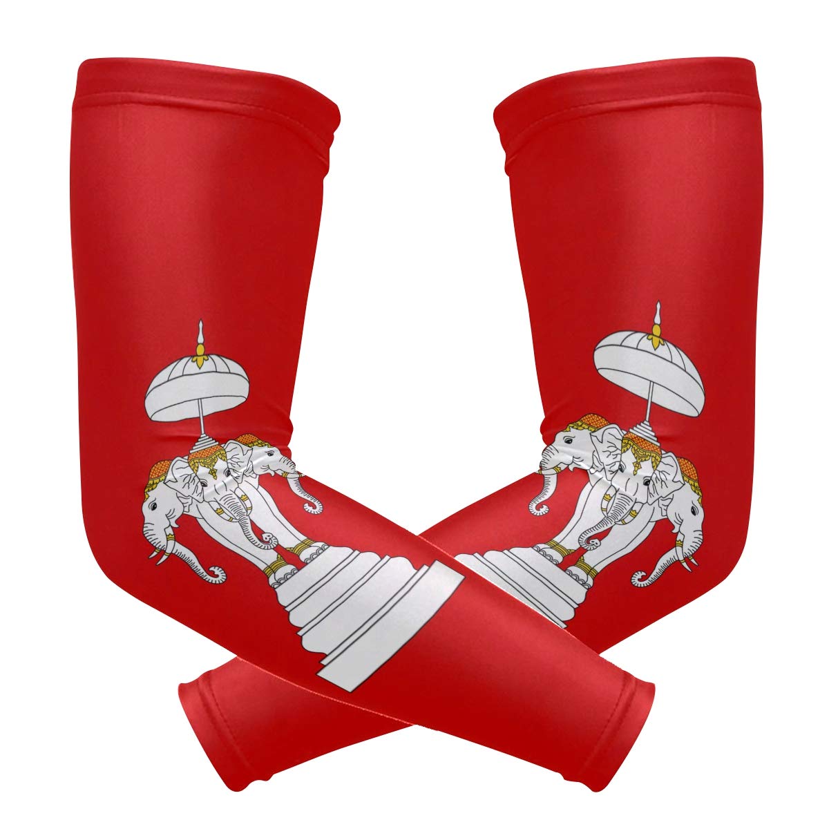 poeticcity Old Laos Flag 1 Pair Arm Sports Sleeves Cooling Warmer UV Protection