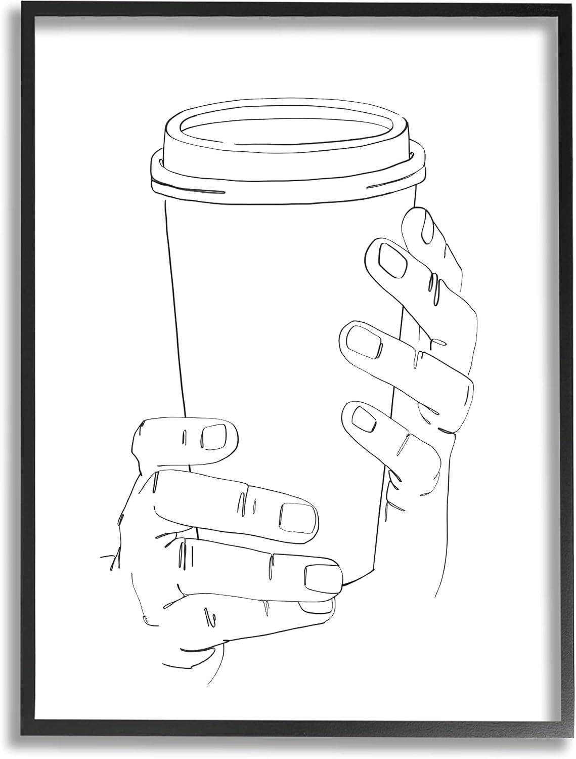 Stupell Industries Cold Hands Holding Cup Minimal Line Drawing