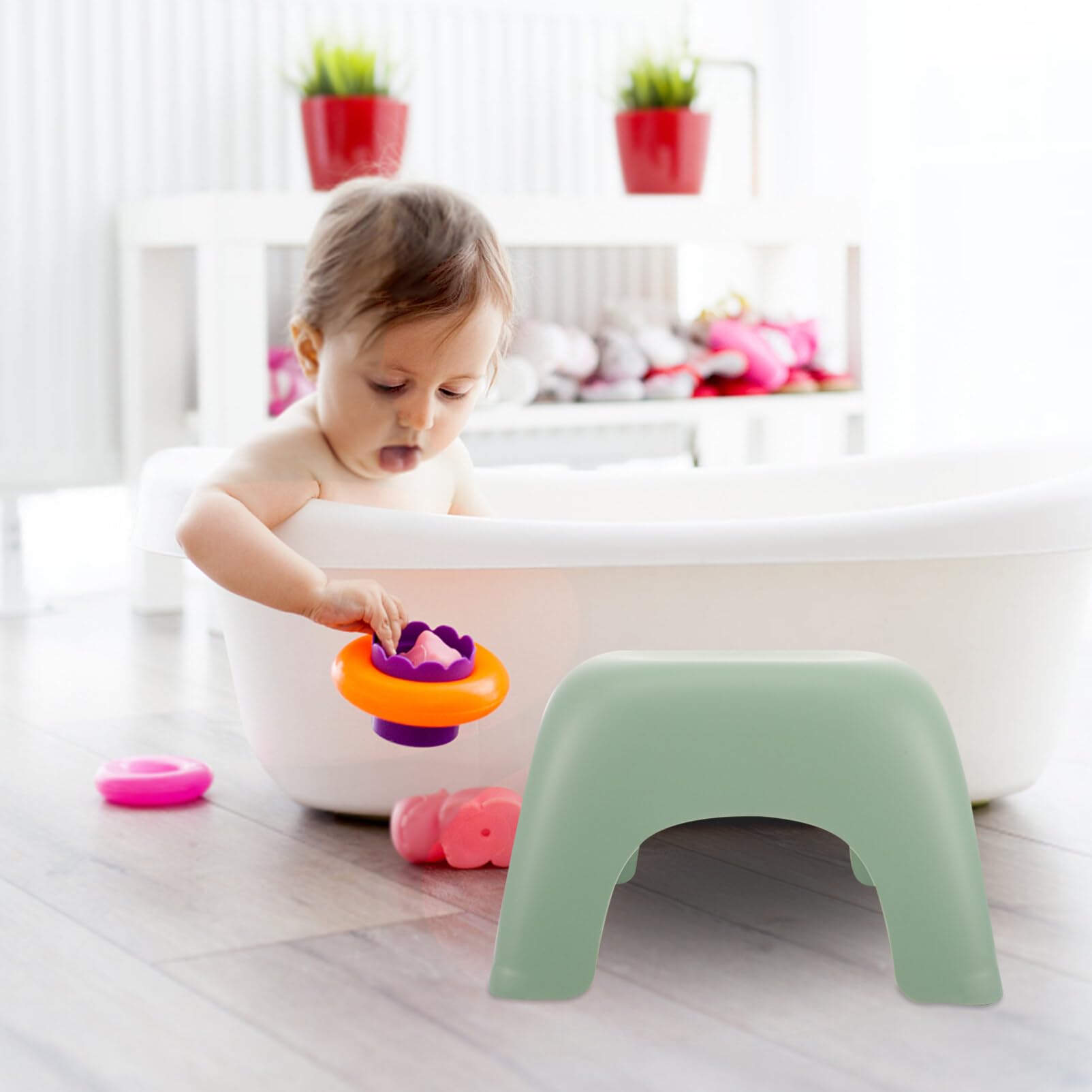 Homoyoyo Sgabello per Bambini Sicuro e Pratico Leggero in Plastica Pp Antiscivolo, Piccolo Sgabello da Bagno Portatile, per Cucine e Scuole