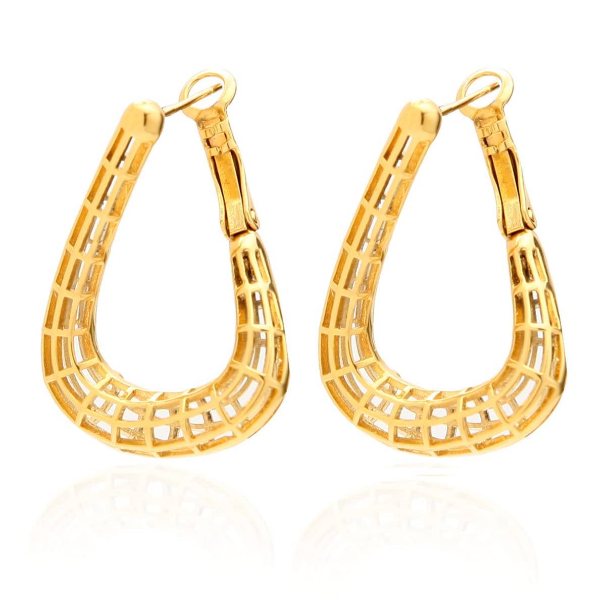 CICINIO 14K Gold Plated Hollow Oval Hoop Earrings for Women Hypoallergenic Lightweight High Polished Women Girls Jewelry