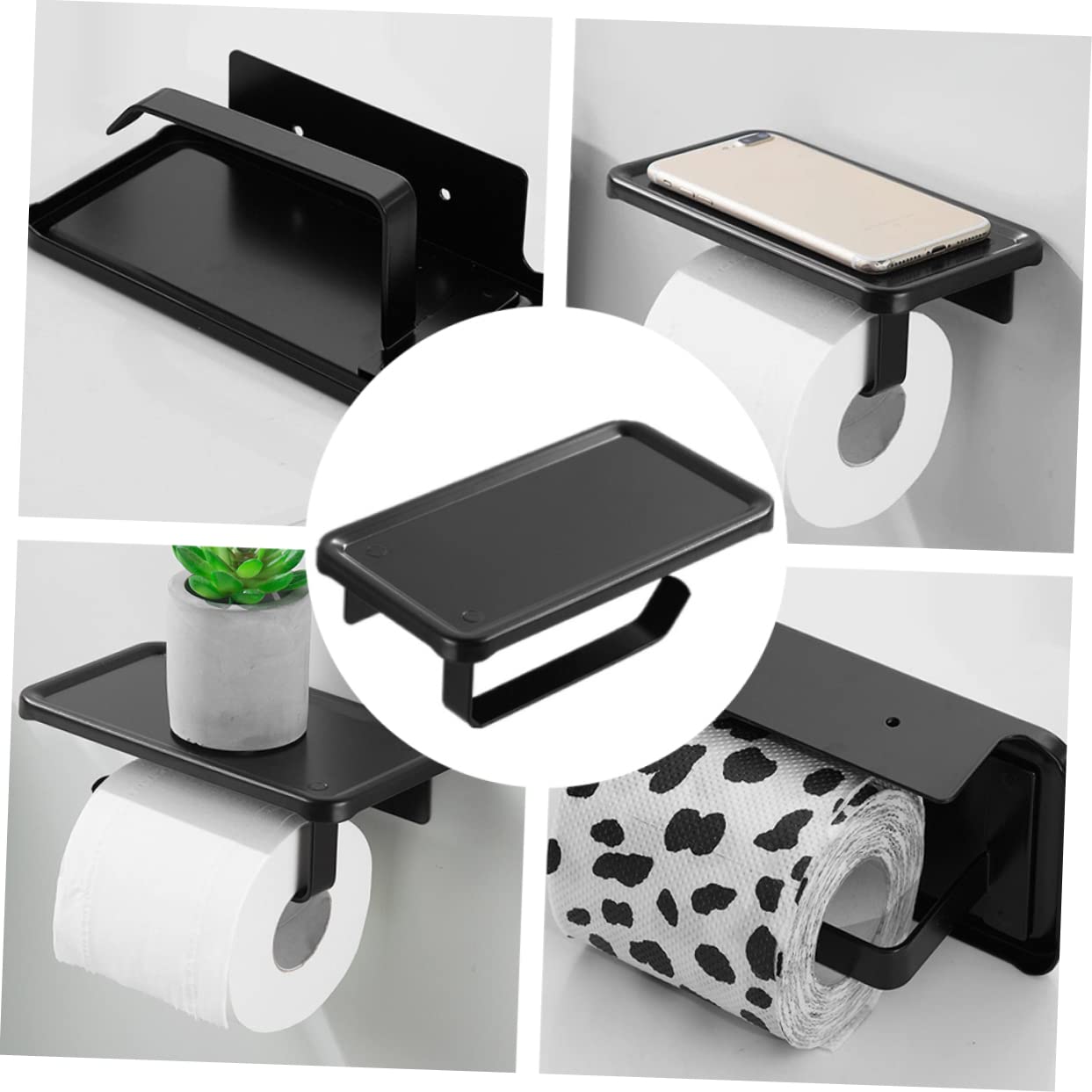 Operitacx 2 Piezas De Rollo Portarrollos sin Perforaciones Soporte de Papel higiénico con Almacenamiento Soporte de Papel higiénico en pie Sujetador de Papel Porta pañuelos