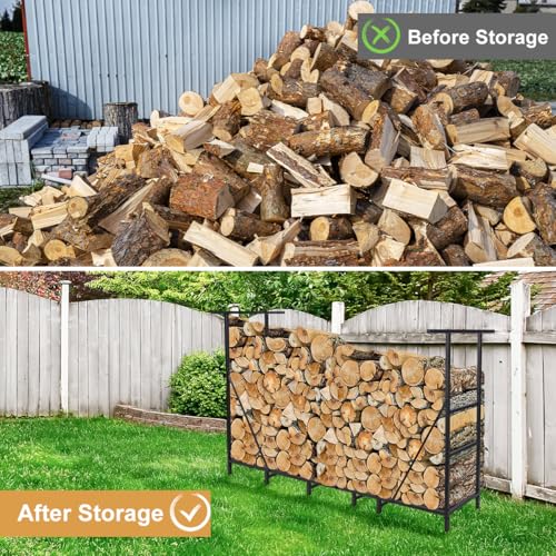 image for Vailge Firewood Rack Outdoor 6FT with Waterproof Firewood Carrier Bag,