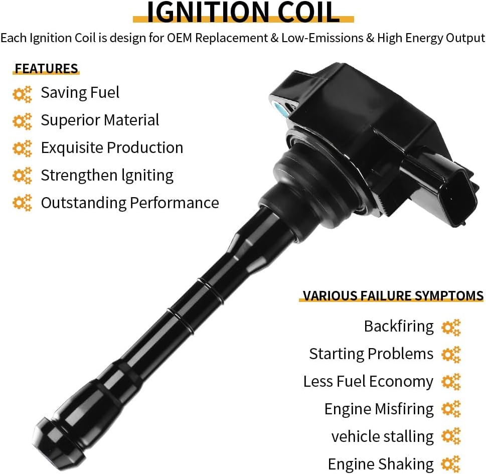 Set of 8 UF861 Ignition Coil Pack with Spark Plugs Compatible with Nissan Altima L4 2.5L 2019 2020 2021, for Nissan Rogue L4 2.5L Replace# 224486CA1A