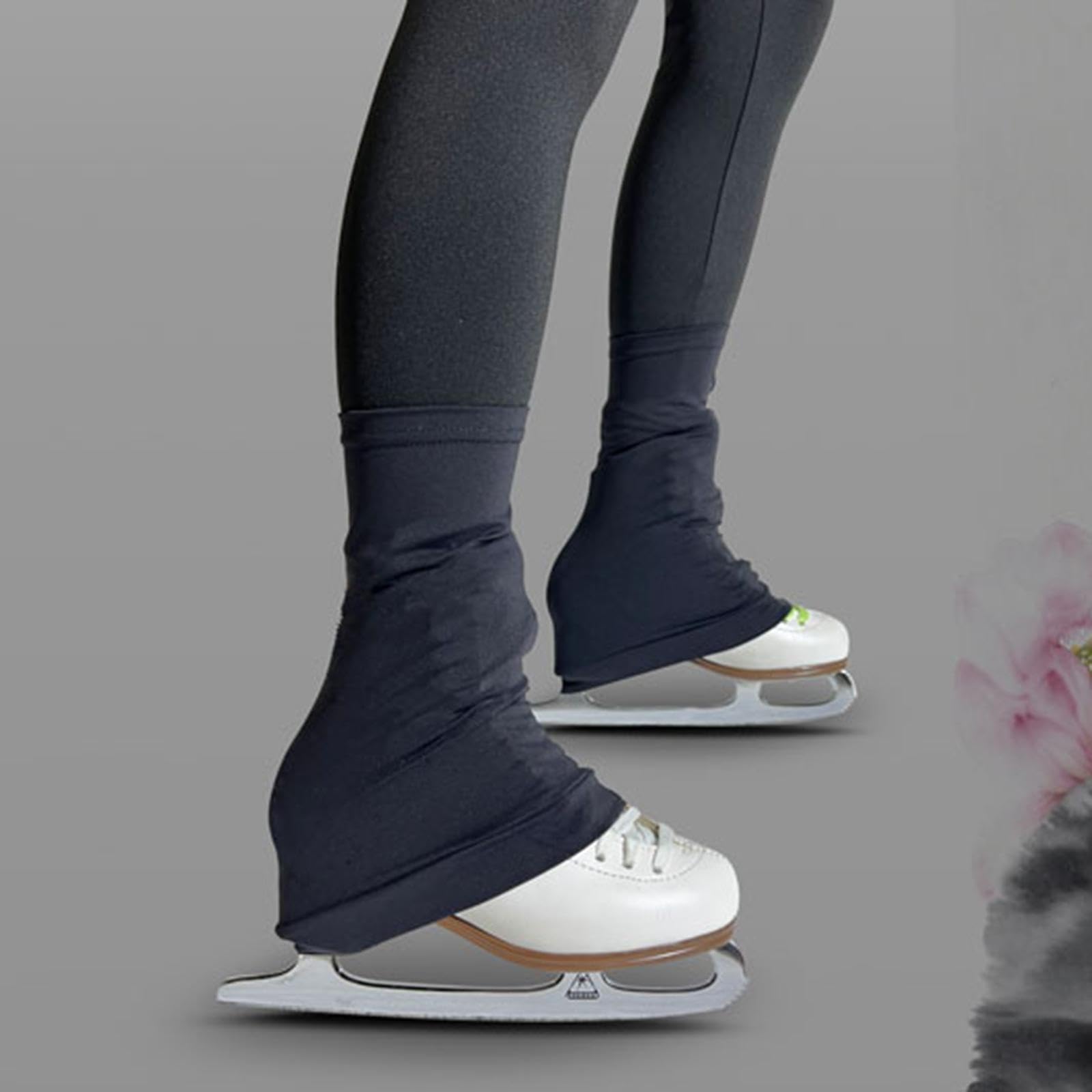 F Fityle Calentadores de piernas para patinaje artístico, protección térmica, modernos y elegantes, elásticos sobre bota, antideslizantes para entrenamiento