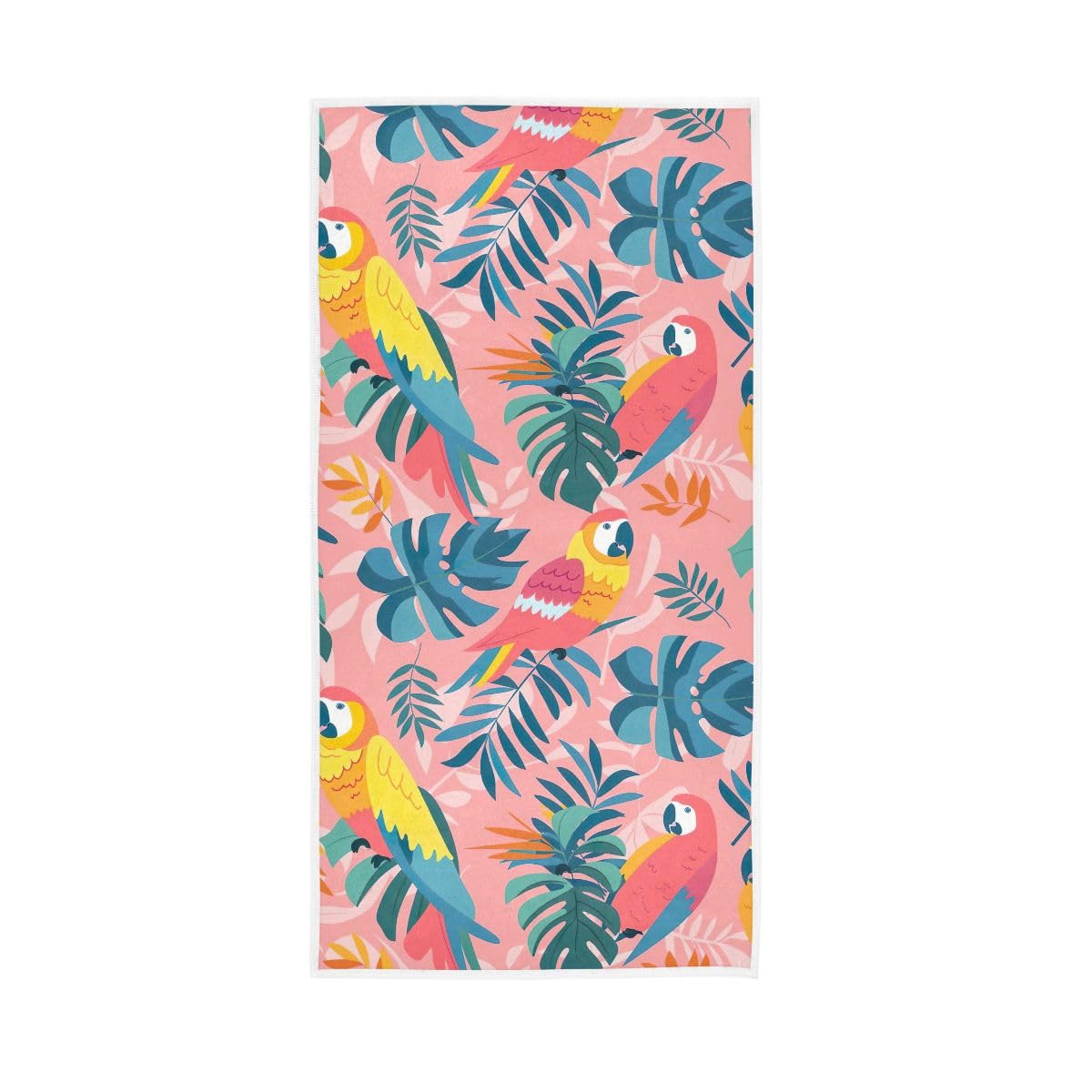 HUYGD Cute Parrots Tropical Leaves Hand Towels, Bathroom Towel for Hand, Face, Hair, Yoga, Kitchen, Bath 15 x 30 Inches
