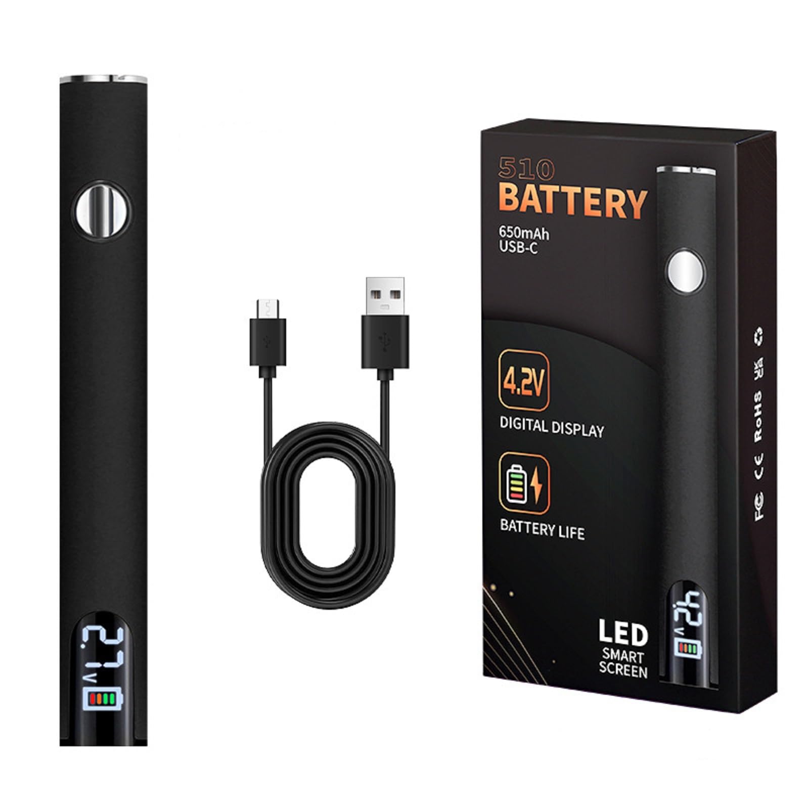 Cordless Soldering Iron- 510 Threaded Battery Pen,650mAh USB Rechargeable Battery,LED Digital Display, Adjustable Temperature Soldering Kit,Solder