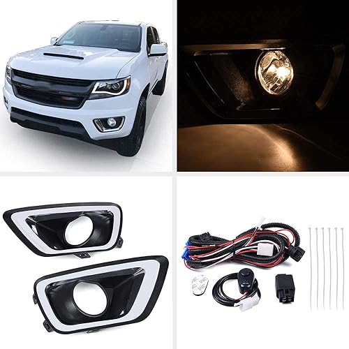 Miniatura 9 de PIT66 Kit de luces antiniebla, compatible con lámparas antiniebla Chevy Colorado 15-19 con cableado, bubles y biseles, lente transparente