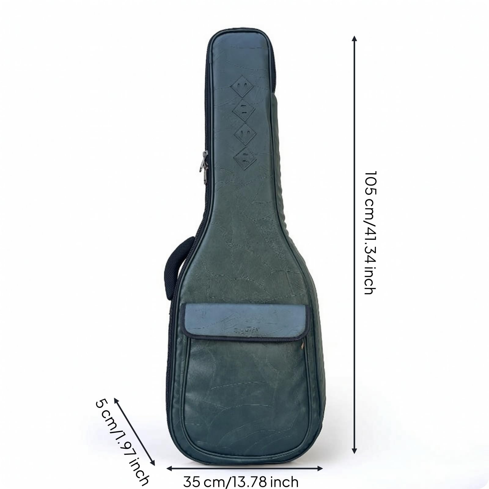 Funda Guitarra Cuero Sintético Acolchada Funda Guitarra con Bolsillo Resistente Estuche para Ensayos, Verde Esmeralda