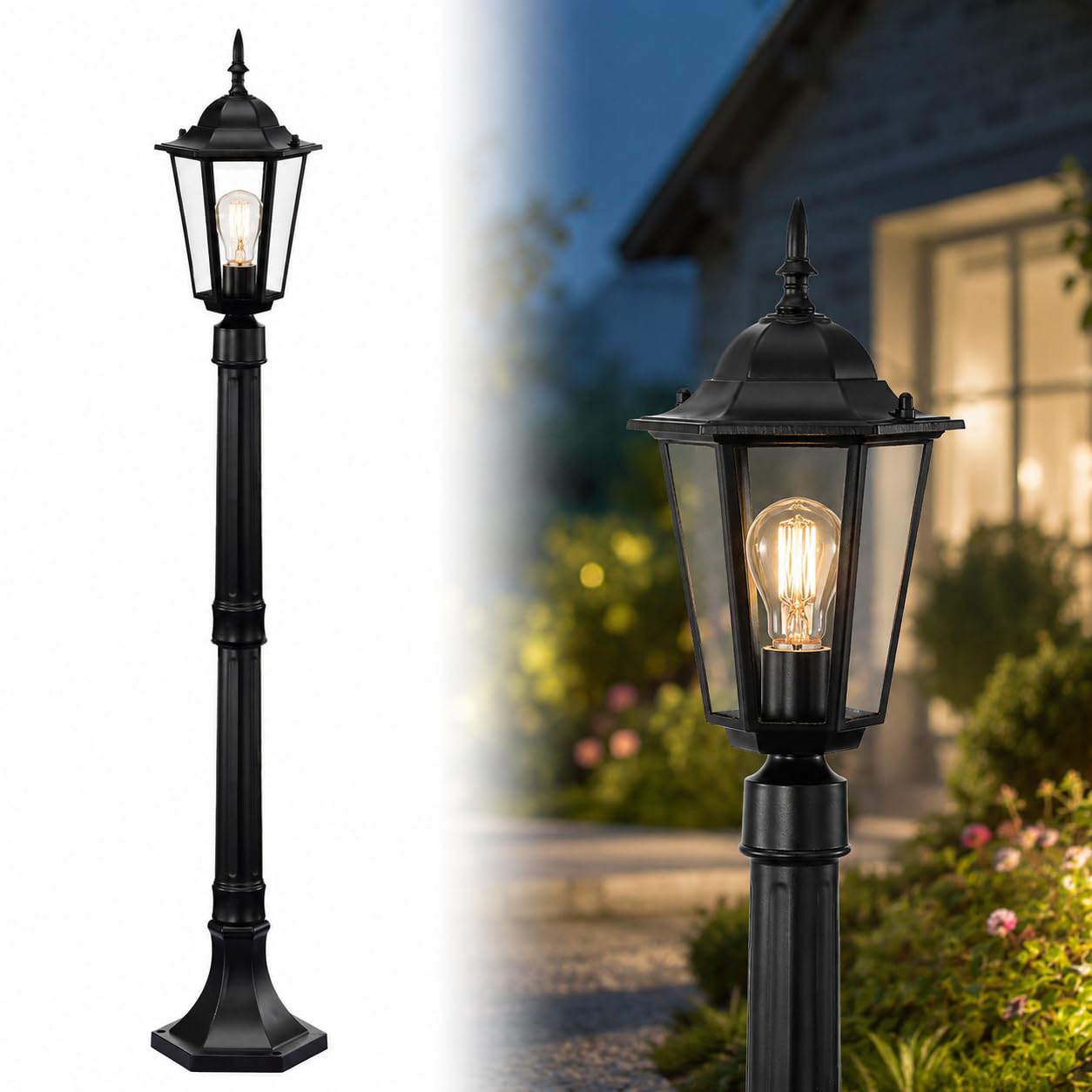 Outdoor Post Lights 43 Inch Black Hardwired Waterproof Aluminum Outdoor Post Lights with Clear Glass Waterproof-image-14