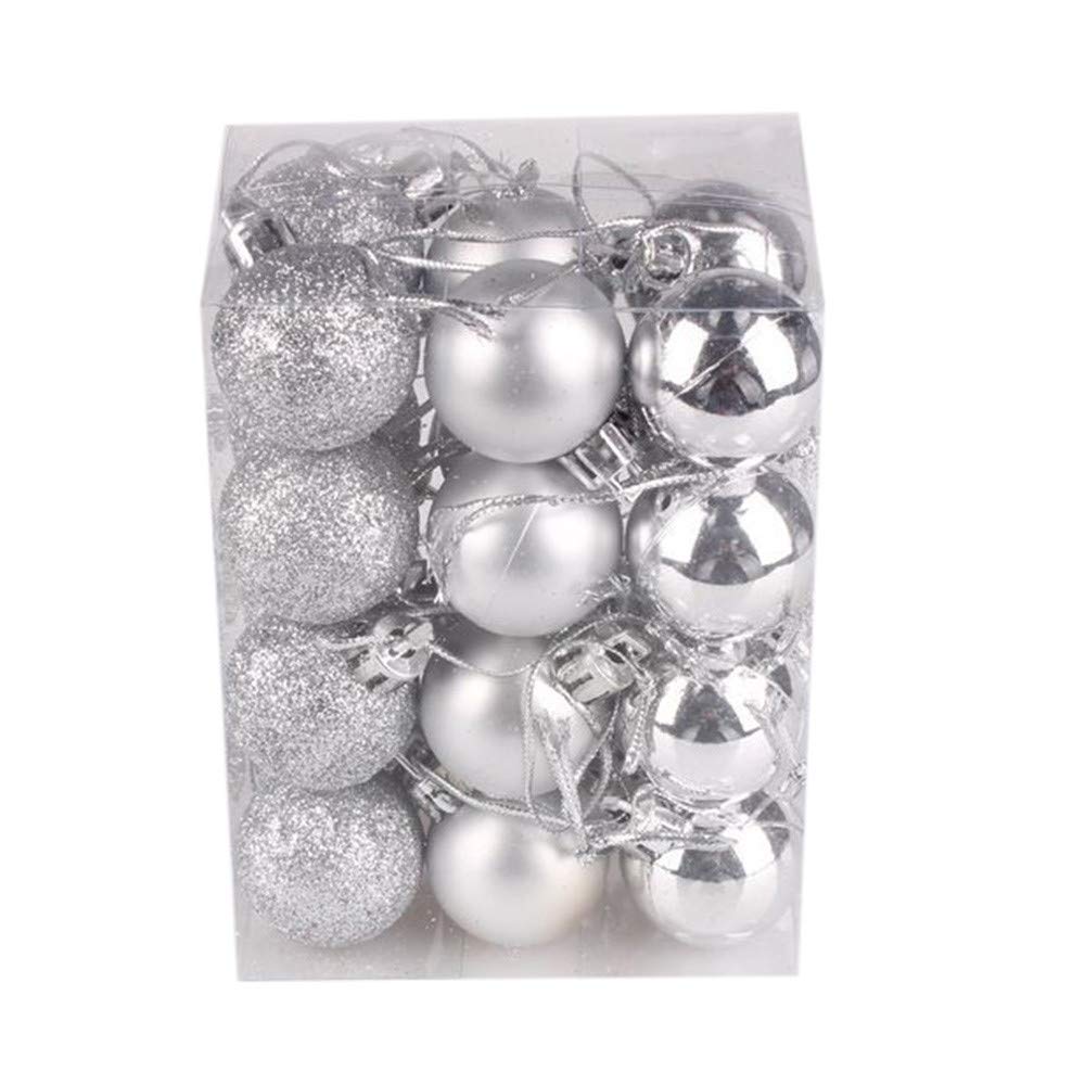 30 Palline Di Natale Glitterate Da 5 Cm, Blu E Argento, Con Corda, Perfette Per Albero E Decorazioni Fai-da-te