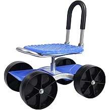 Garden Cart Rolling Workseat with Wheels,Rolling Garden Stool - Foldable Gardens Seat &amp; Tool Cart with Adjustable Backrest Mobile Gardens Kneeler Seat for Elderly Field Work Planting​​ B