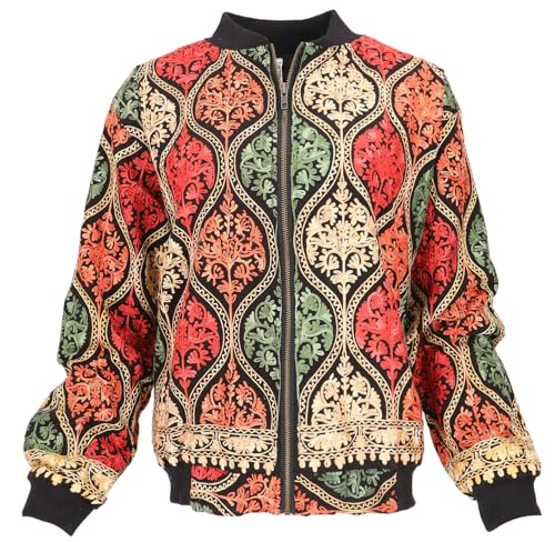 Veste brodee style bomber noir et rouge taille L pour un look affirme