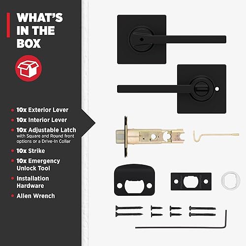 Miniatura 175 de Kwikset Casey - Manija de bloqueo de puerta de entrada, entrada exterior con llave segura, mango reversible, tecnología de seguridad SmartKey Re-Key