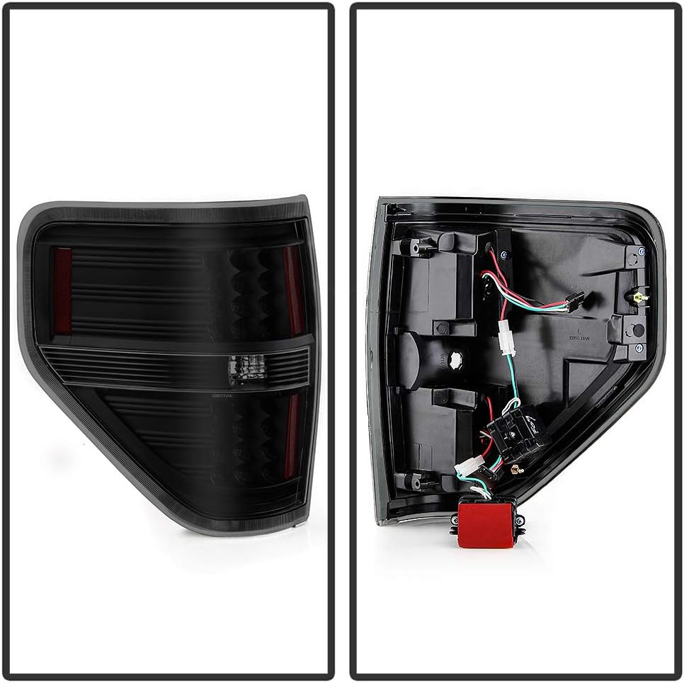 ACANII - For 2009-2014 Ford F150 Pickup Truck Black Housing Smoked Lens LED Tail Lights Brake Lamps Assembly Left+Right
