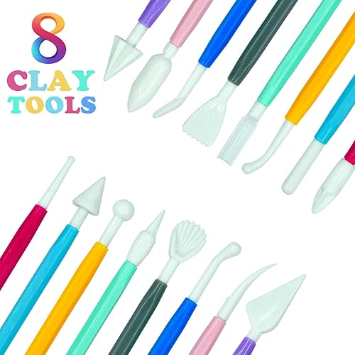 Miniatura 4 de Aclarastra Kit de arcilla de modelado Air Dry de 30 colores, juego de arcilla mágica de moldeo con herramienta de marco, regalo de manualidades para