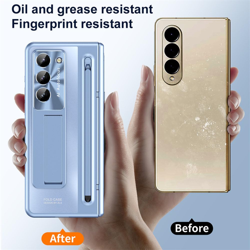 para Samsung Z Fold 6 5G Bisagra Plegable Estuche para teléfono con Ranura para bolígrafo para Samsung Z Fold 5 4 5G Estuche Protector de película de Vidrio Templado, Azul, para Z Fold 5