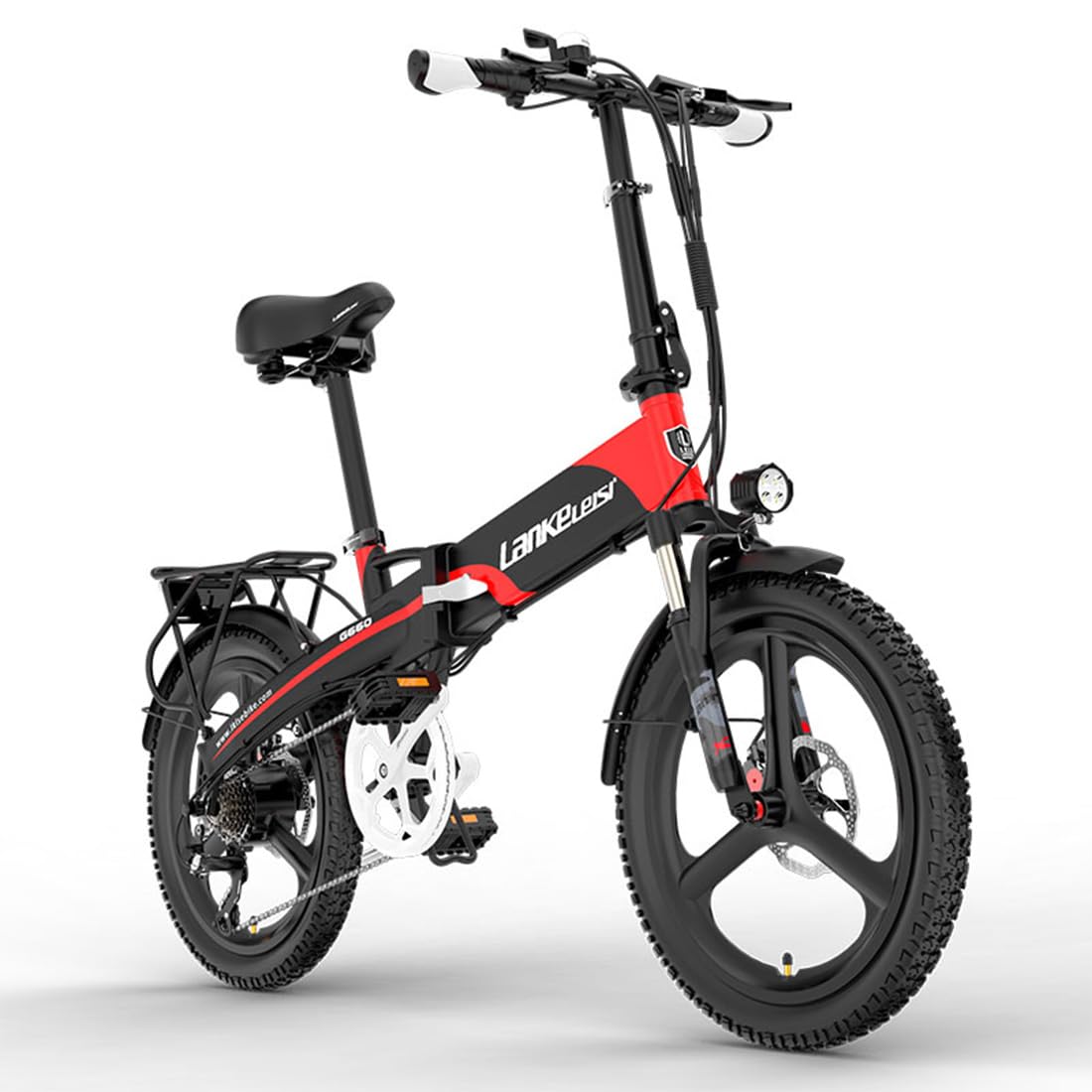 LANKELEISI La bicicletta elettrica pieghevole da città G660 è dotata di una batteria da 48V 12.8Ah e offre un'autonomia massima fino a 110 chilometri.