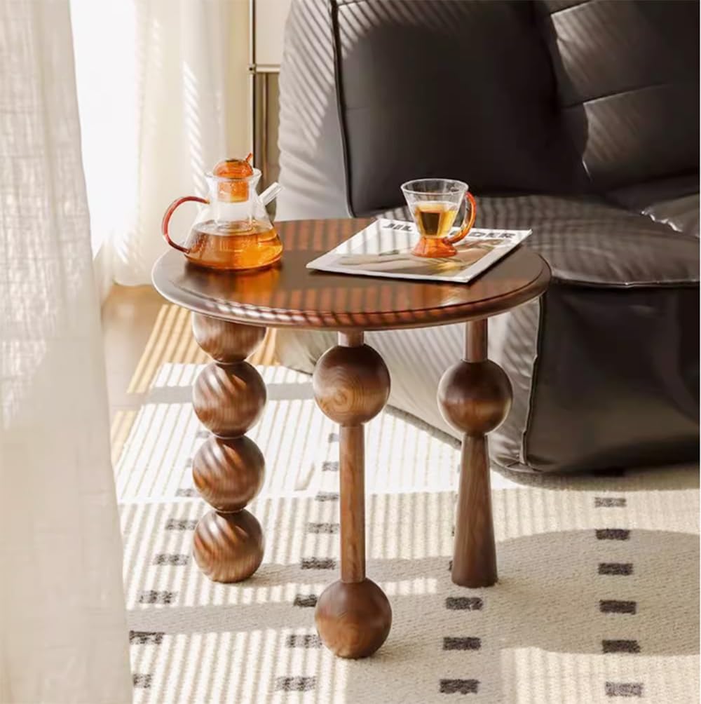 Amazon.com: NICOKI Walnut Round Side Table, Solid Wood Creative