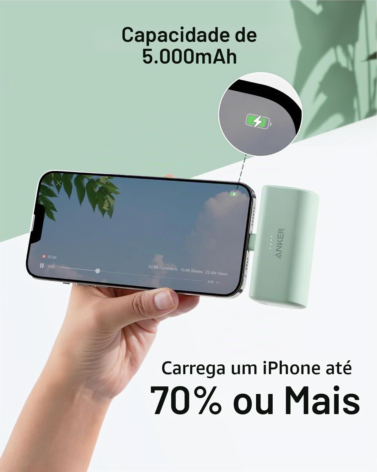 Anker Nano Power Bank + Nano Chargerセット Anker Nano Power Bank with Built-in Lightning Connector, Portable