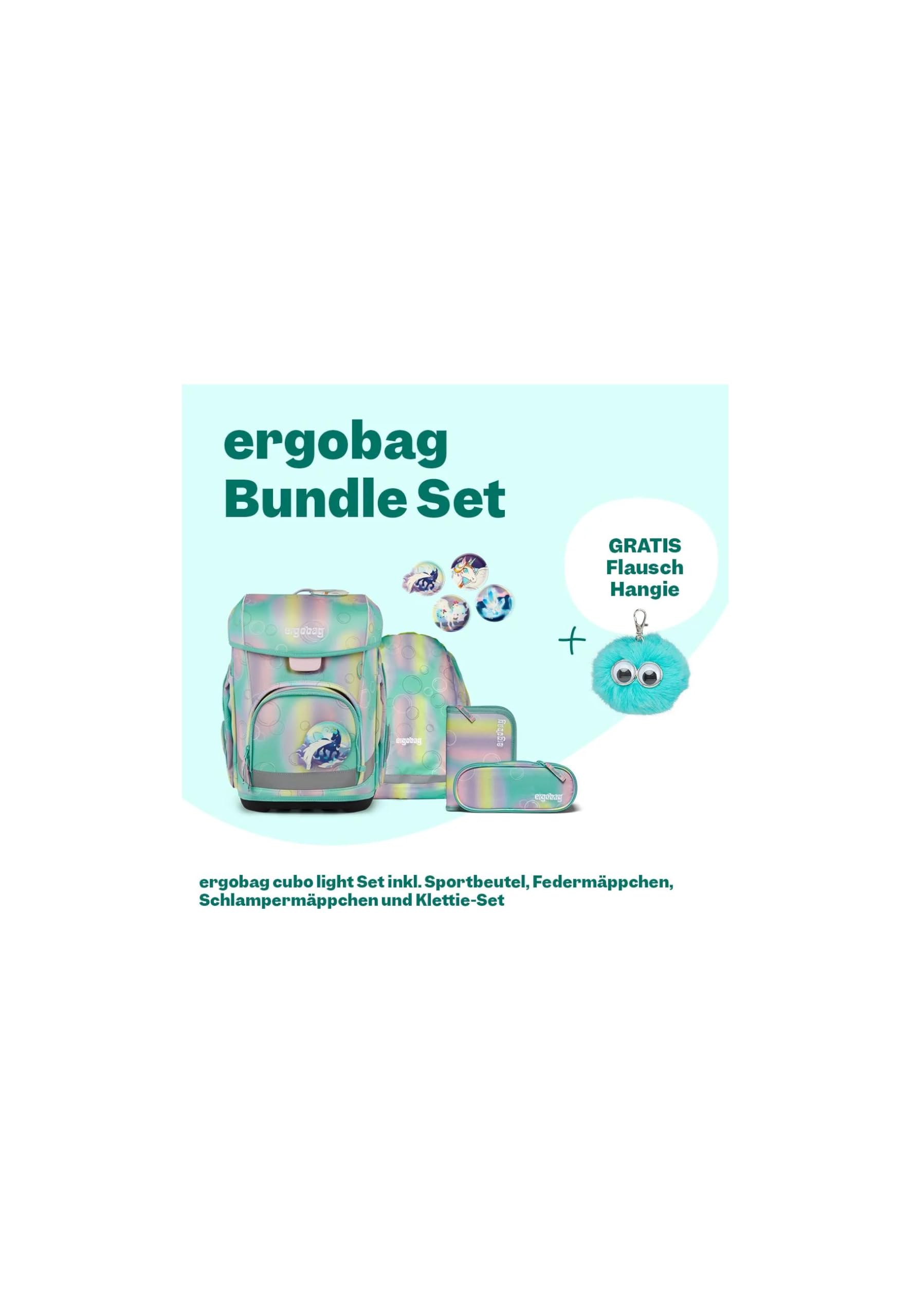ergobag cubo light Bundle Set AW25/26, ergonomischer Schulranzen, extra leicht, Set 6-teilig, 860 g ZauBärwelt - Mint