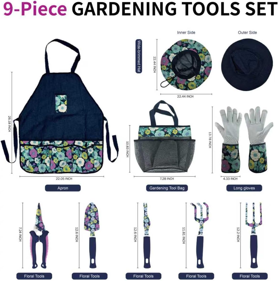 8-Piece Garden Tools Set with Gloves, Knee Pads & Floral Tools - Ideal Gift for Mom, Grandma, Spring Planting, Weeding, Pruning & Yard Care