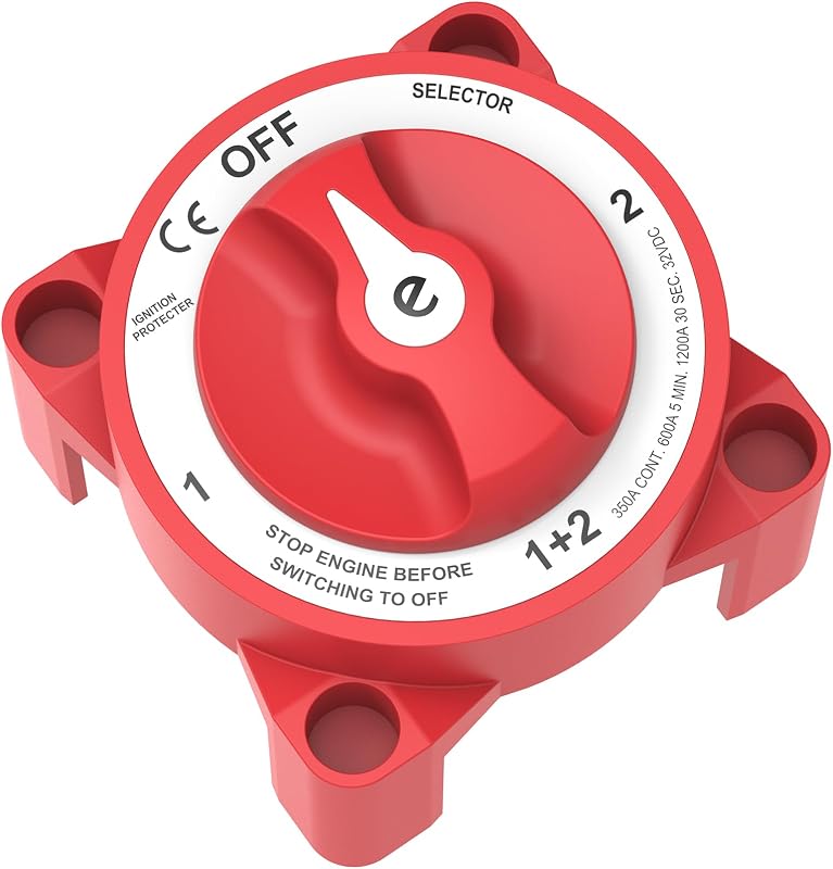 Chave Seccionadora de Bateria Malictele 350 A 1-Both-2-Off 12–48 V com 4 Posições – Kit com 4 Parafusos