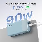 NOBIS 90W Banque d'électricité 20000mAh Banque d'énergie de recharge rapide 4-Port USB-C/USB-A Chargeur portable portable compatible avec Dell, Lenovo, Deck à vapeur,Téléphone Series & pour Samsung Galaxy