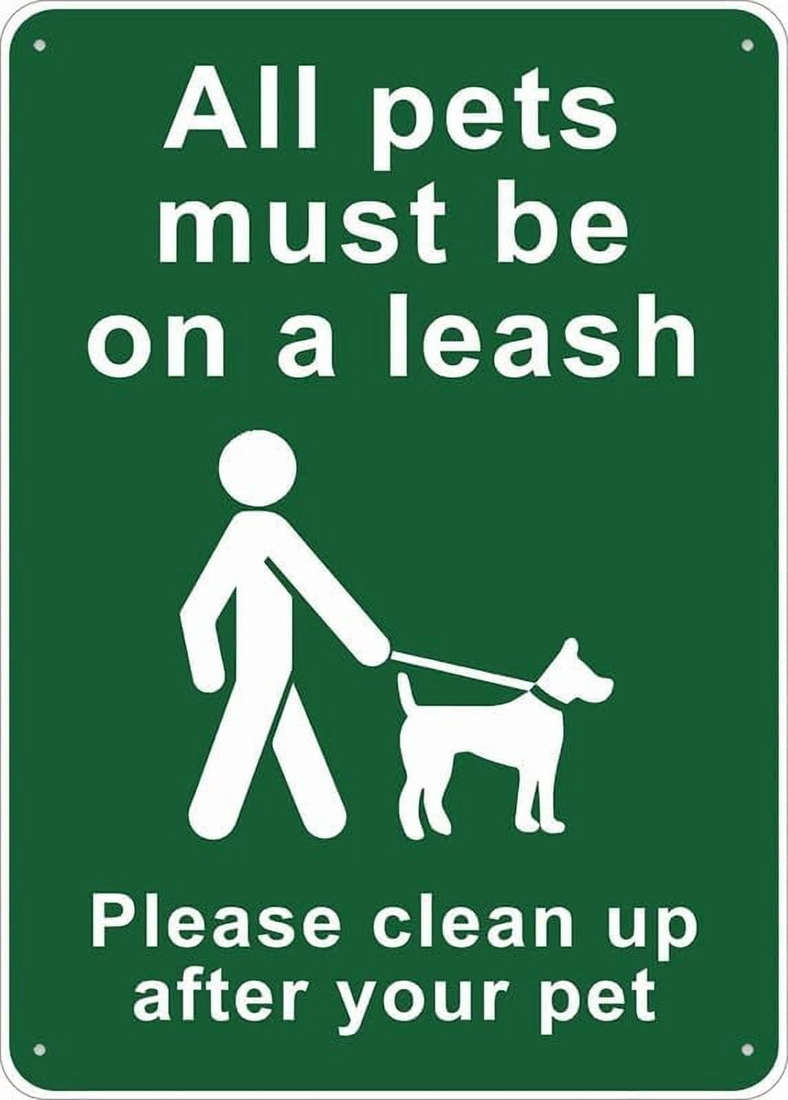 (2-Pack) Metal Tin Sign All Pets Must Be On A Leash Sign Please Clean Up After Your Pet Warning Sign Home Kitchen Farm Garden Garage Wall Decor 12X8 Inch