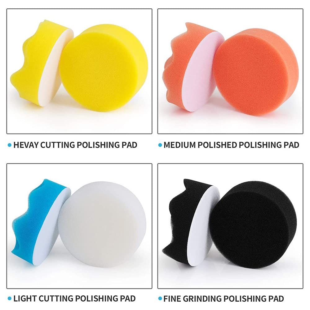 Juego de almohadillas de pulido de tampón de gofres de 11 piezas de 3/4/5/6 pulgadas para pulidora de coche + adaptador de taladro M10 M14 herramientas eléctricas, 6 pulgadas