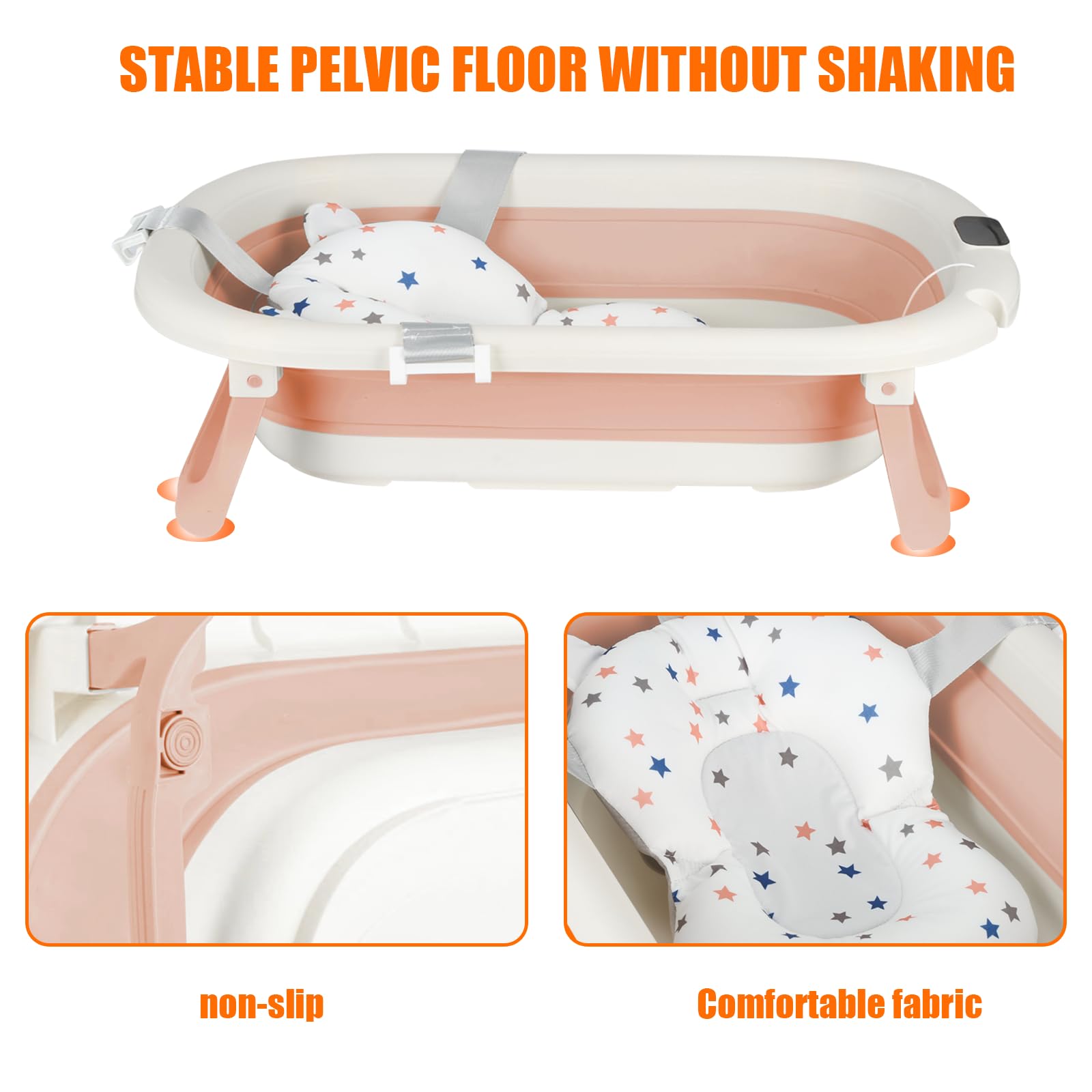 Baignoire Bébé Pliable avec Thermomètre 0-36 Mois