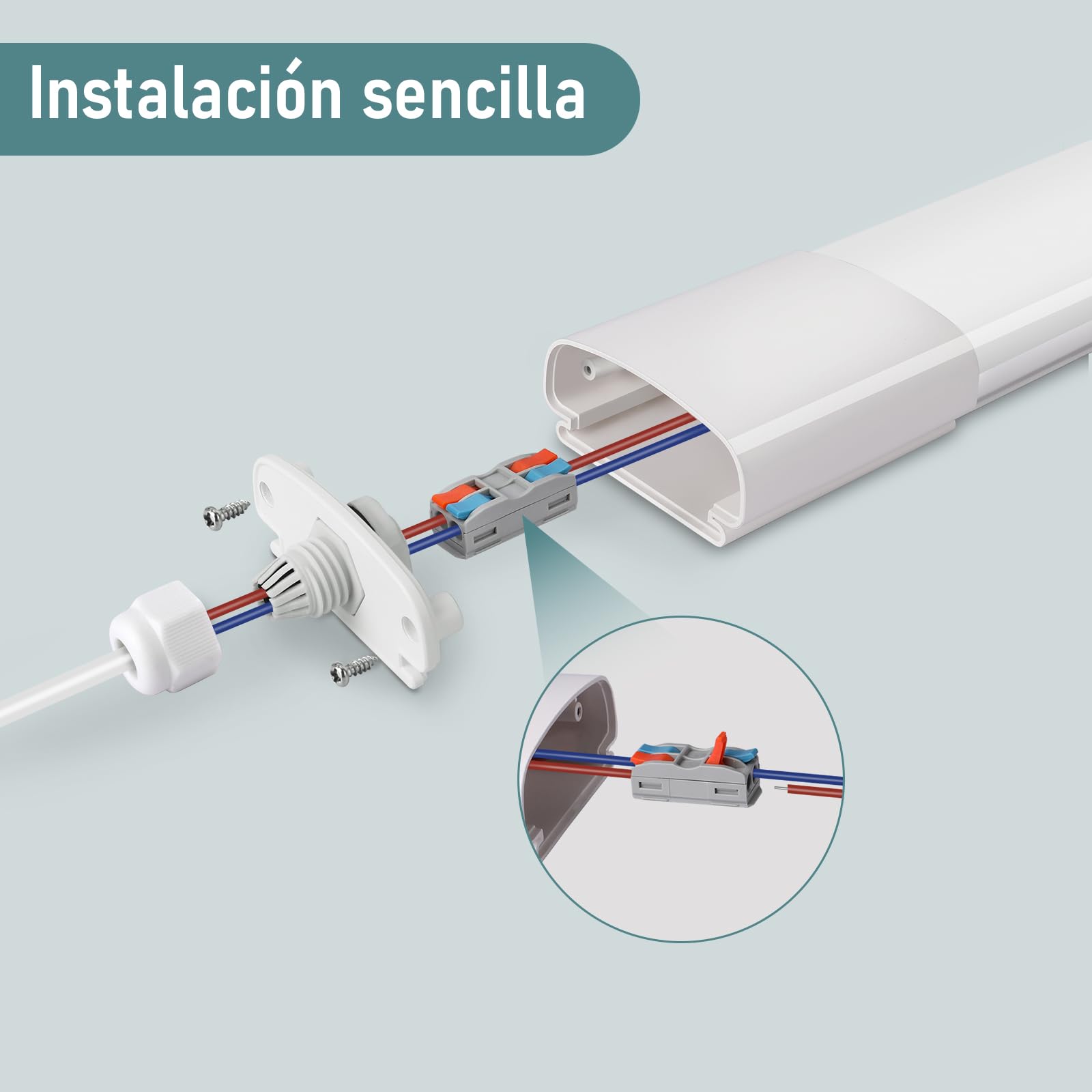 Pack de 2 lámparas LED para ambientes húmedos 60 cm, fluorescente led 4000K, 20W 2200LM lampara techo cocina, IP65 plafon cocina para Oficina Garaje Taller